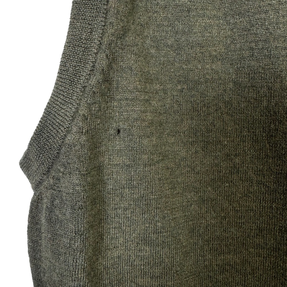 J. Crew Mens Sweater Vest Medium Merino Wool Olive Green V Neck‎ *Flaw - Picture 4 of 5